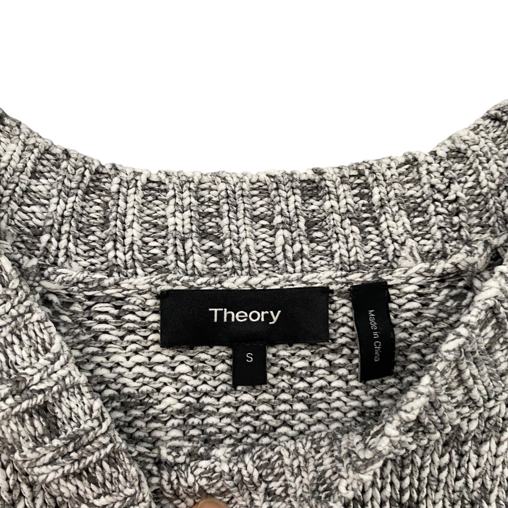 Theory Serino Meridian Grey Marled Chunky Knit Crew Neck Sweater Womens S - Picture 4 of 9